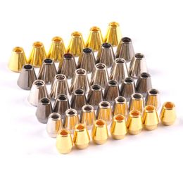 50pcs Silver/Golden Plastic Bell Stopper Without Lid Cord Lock Ends Toggle Clip Rope for Sportswear Backpack Bags DIY Kits