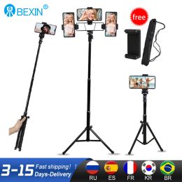 Tripods BEXIN Live Mobile Tripod Bracket 150cm Universal Photography for Gopro Samsung iPhone Huawei Mobile Aluminium Travel Tripod Para