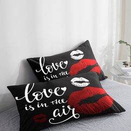 Custom Pillow Case Pillowcase 50x70 50x75 50x80 70x70 Decorative Pillow Cover Grey Kiss Lip Bedding for wedding Drop Shipping