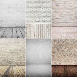 White Various Brick Wall Wood Board Floor Backdrop Decor Baby Shower Newborn Pet Food Photography Background Photo Studio Props