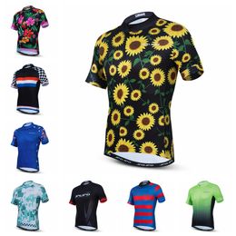 Mens short sleeve cycling jerseys Flower Bike Clothing shirts MTB Quick dry Bicycle Wear Ropa Ciclismo Hombre sunflower