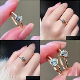Cluster Rings Solid 18K Gold Au750 Triangar Ring With Certificate Exquisite Jewellery Party Temperament Gift Drop Delivery Dh7Bh