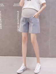 Summer Maternity Jeans for Pregnant Women Short Pregnancy Denim Pants High Waist Nursing Jean Clothes