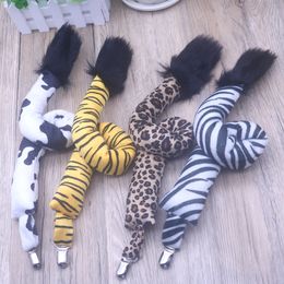 Adults Kids Plush Furry Tiger Cow Zebra Leopard Jungle Animal Tails Birthday Party with Clamp Costume Christmas Halloween