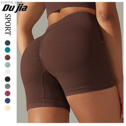 Yoga Outfits Ribbed Shorts For Women Seamless High Waist Booty Gym Shorts Womens Cycling Shorts Fitness Running Tights Y240410