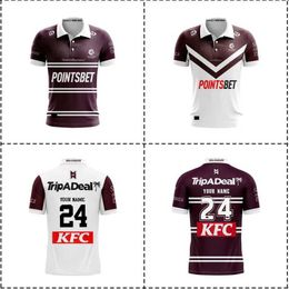 2024 Manly Sea Eagles Polo Shirt Home Away Rugby Jersey Shorts - Mens Size S-5XL Print Name Number Top Quality