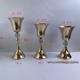 New style Metal Golden Candle Holders Hollow Wedding Table Candelabra Centerpiece Flower Rack Road Lead For Home Decor sen01293