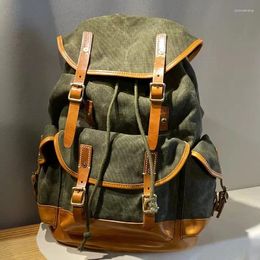 Backpack Vintage High-quality Canvas Genuine Leather Men Women Outdoor Travel Designer Luxury Handmade Large Capacity Schoolbag