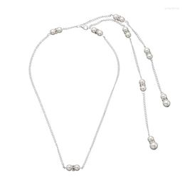 Chains Backdrop Necklace Water Dorp Glass Crystal Pendant Pearl Back Chain Bride Jewellery Backless Dress Long Drop Delivery Necklaces P Dh1Rx