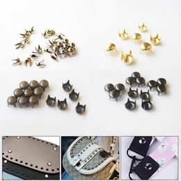 YOMDID 50PCS Round Rivets Spikes Four Claw Rivets For Leather Bags Clothing Shoes DIY Handcraft Studs Rivet Tool 3/6/8/10mm