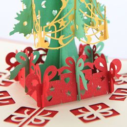 Christmas Tree Greeting Card With Envelope Handmade Customised 3D Pop Up Postcard Gift Card Santa New Year Merry Christmas Decor