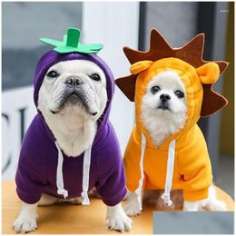 Dog Apparel Pet Clothes Cosplay Hoodies For Dogs Clothing Cat Small Lion Eggplant Print Cute Spring Autumn Chihuahua Products 2023 D Dhthn