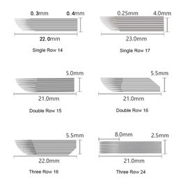 Curved Embroidery Needles Series Microblading Shading Double Flat Permanent Makeup Single Triple Rows Three-Dimensional Blades