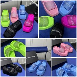 Designer Sandals Slippers Luxury Womens Velvet material rhinestone Velcro tape party Room GAI Platform Slip-On Sizes 35-42 10cm fashion travel blue pink