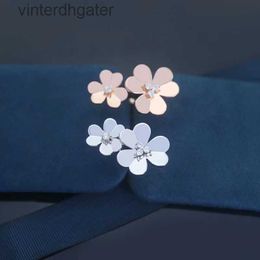 High End Vancefe Brand Designer Rings for Women Elegant Sterling Silver Three Petal Clover Ring for Womens As a Birthday Gift