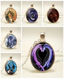 Charms Anime Necklace Vintage Dragon Necklaces Glass Cabochon Pendant Necklace Hand Craft Jewelry For Women2248123