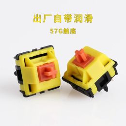Keyboards SPSTAR Polestar DUCK Switch for Mechanical Keyboard Tactile 57g Lubed 5 Pins Yellow KOS Dual Stage Gold Plate Spring GK61