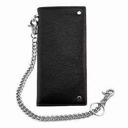 real Leather Mens Biker Card/Mey Lg Wallet Purse W/ Jeans Key Chain B2pn#