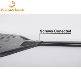 PizzAtHome New 44/46 Inch Aluminium Hard Coating Perforated Long Pizza Peel Rectangular Pizza Shovel Removable Paddle Pizza Tool