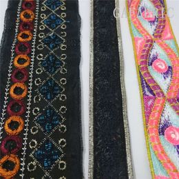 1yard Ethnic Trim Embroidered Webbing DIY Handmade Sewing Net Yarn Ribbons Clothing Decorative Lace Trim