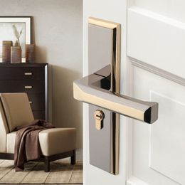 Black Interior Door Handle Door Lock for Bedroom White Plate Interior Door Lock for Bathroom