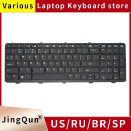 Keyboards New US Russian Laptop Keyboard For HP ProBook 650 G1 655 G1 650g1 655g1 With Frame 738697001 SN9123PS 738697031