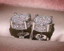 Unisex Men Women Stud Earrings Gold Silver Plated Sparkling Luxury Shining Crystal CZ Simulated Diamond Earring Jewelry267i13969779800473