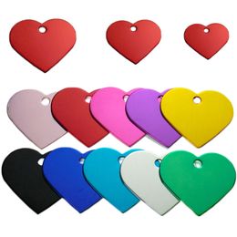 10 PCS Heart Dog ID Tag Cat Pendant for Collar Accessories Personalised Name Phone Customised Aluminium Engrave Wholsale