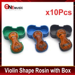 10Pcs Wholesale Yeanling Good Quality Violin Viola Cello Rosin Violin Shape with Plastic Box Blue/Green/Black