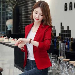Women's Suits Blazers Red Blazer Women Long Sleeve Suit Jackets Femme Solid Black Single Button Coat Slim Fit Office Lady Coat Female Top 2021 Fall C240410
