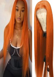 Orange Ginger Colour no Lace Front Wigs Pre Plucked Brazilian straight 180 Density Glueless synthetic Wig for Women6086343