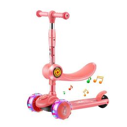 Children 3 Wheel Kick Scooter Aluminum alloy skateboard kids Adjustable Height Flashing Light Wheel Foot Scooters Toys Gifts