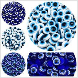 6mm 8mm 10mm 12mm Resin Evil Eye Beads Round Oval Shape Spacer Beads For Jewelry Making DIY Charm Bracelet Necklace