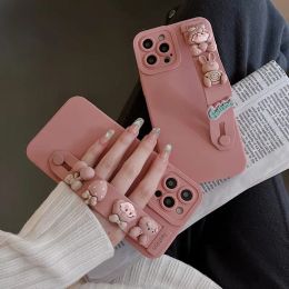 Pink Candy Girly Wristband Holder Phone Case For Samsung Galaxy A03 Core A13 A23 A33 A53 A73 A72 A52 A32 A22 A12 5G Soft Cover