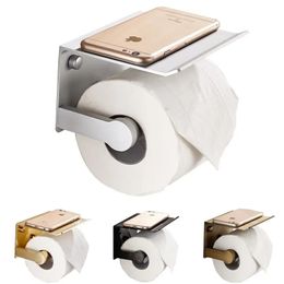 Badezimmer Toilettenhandtuchpapierhalter Telefonhalter Wandhalterung WC Rolhouder Papierhalter mit Regal Handtuchregal Tissue Boxen Schwarz