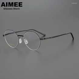 Sunglasses Frames Germany Brand Glasses Frame Men Business Stainless Steel Handmade Prescription Eyeglasses Women Polygon Round Optical