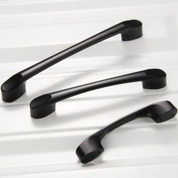 1x Black Furniture Handle Cabinet Knobs and Handle Kitchen Cupboard Door Handle Wardrobe Knobs Drawer Closet Pull