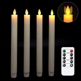 Flameless Candles Flickering Taper Candles Real Wax Flameless Taper Candles Moving Wick LED Candle with Timer and Remote T200108231m