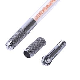 Manual Double Head Crystal Acrylic Tattoo Pen Microblading Handles Flat And Round Needle Tattoo Supply