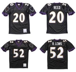 Stitched football Jerseys 20 Ed Reed 2004 mesh Legacy Retired retro Classics Jersey Men women youth S-6XLPurple white black