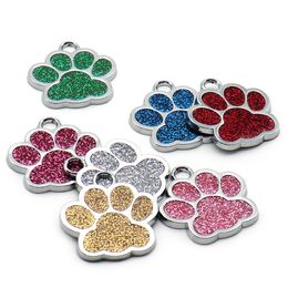 Wholesale 100Pcs Paw Pendant Dog ID Tag Custom Dog Plate Personalised Engraved Puppy ID Collar Tags Paw Pet Accessories For Dogs