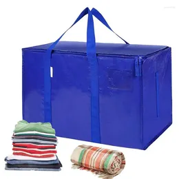 Storage Bags Heavy Duty Moving 88L Extra Large Blue Bag For Clothing Blanket Handles Totes Luggage Toy Organiser