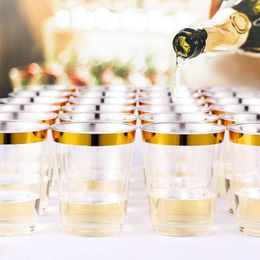 25 People Party Golden Plastic Party Disposable Cup for Birthday Party decorations or Wedding Party plastic cup tableware deco