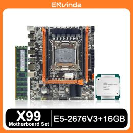 Motherboards ENVINDA X99 Motherboard Set With Xeon E5 2676V3 LGA20113 CPU 1 * 16GB or 2*8GB PC3 1600MHz DDR3 DIMM Memory RAM REG ECC NVMEM.2