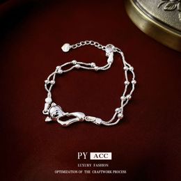 Zhao Lusi's Same Fox Ball Double Layer Bracelet with Cold Individualized Versatile Style, Unique and Fashionable Handicraft