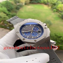 5Style Fashion Perfect Quality Men's Watch 18K Rose Gold Grey Blue Dial VK Quartz Chronograph Working Mens Watches Rubber Str259w