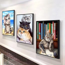 CHENISTORY Painting By Number DIY Animal Cat On Canvas With Frame Oil Picutres Drawing By Number HandPainted Colouring Home Decor
