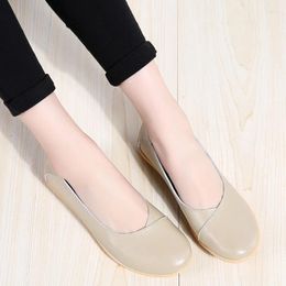 Casual Shoes Women's Ladies Female Woman Flats Mother Cow Genuine Leather Loafers Ballerina Non Slip On Zapatillas Mujer Ballet