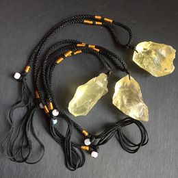 Natural Yellow Citrine Quartz Crystal Point Pendant Reiki Healing Mineral Rock Rough Ore Chakra Stone Pendulum Necklace Jewellery