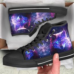 Casual Shoes INSTANTARTS Cool Wolf Galaxy 3D Design Men's High Top Canvas Shoe Male Vulcanize Flats Spring Wear Resistant Sneakers 2024